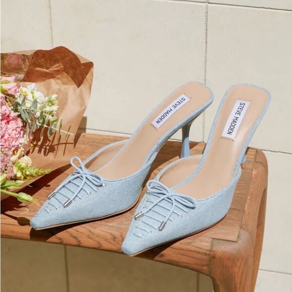 STEVE MADDEN Denim slip on heels - Picture 2 of 13